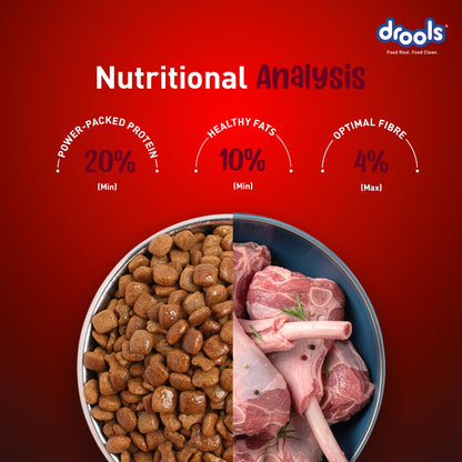 Drools Adult Dry Dog Food 1kg | Lamb and Rice Flavour | Supports Skin Nourishment and Coat Radiance | Promotes Healthy Digestion | Natural Antioxidants | Strengthen Immunity