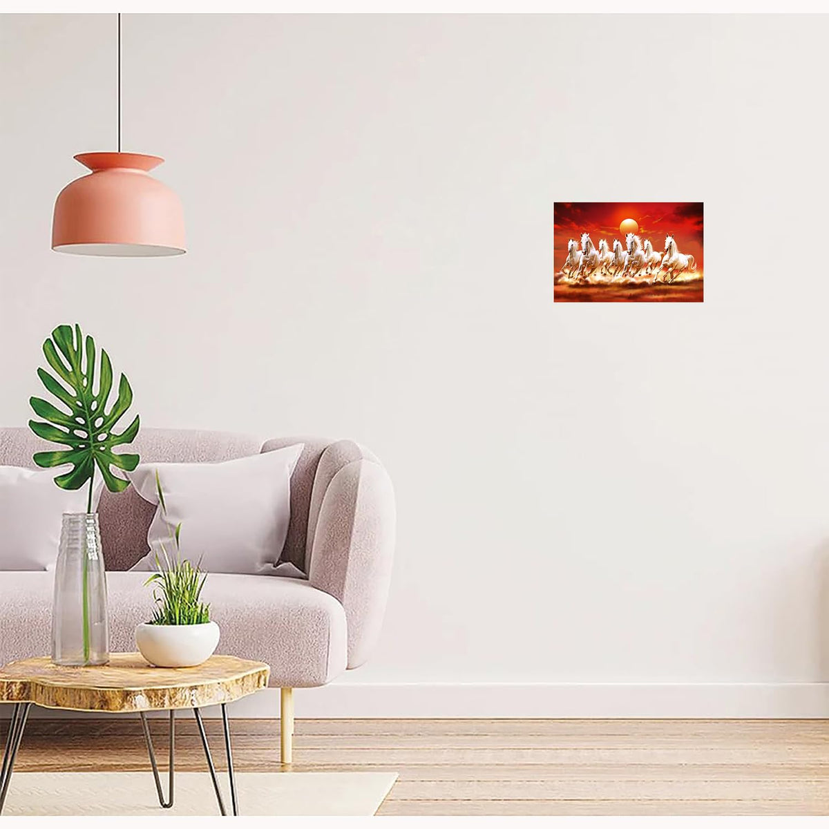 Seven Horses Vastu Poster Big Size | Seven Horses Vastu Painting | Vastu Seven Running Horses Sparkle Coated Self Adhesive - 3064 (18×24 Inch, 7 Horses)