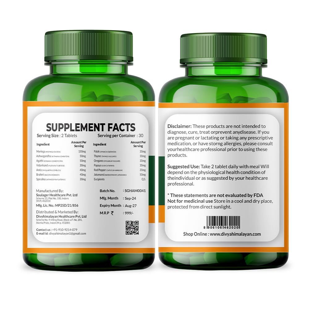 Divya Himalayan Multivitamin with Probiotics & Ginseng | 60 Tablets | Energy, Digestive & Immune Support | Whole Food Vitamins
