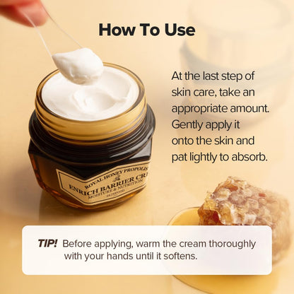 SKINFOOD 1957 Honey Enrich Barrier Cream 63ml|Black Bee Propolis & Royal Jelly Extract Face Cream|Serum for all Skin Types