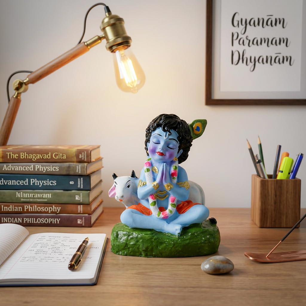 Bal Krishna Idol for Home Decor | Laddu Gopal Murti, Kanha Ji Statue for Puja Room, Temple Decoration, Janmashtami Decor, Spiritual Gift, Krishna Showpiece for Home & Office