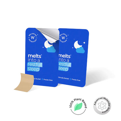 Zephivo Wellbeing Nutrition melts Restful Sleep | Plant-Based Melatonin 5mg for Deep Sleep, Stress Relief | Clinically Proven, Safe & Non-Addictive with Chamomile, Tagara, L-Theanine | 30 Oral Thin Strips
