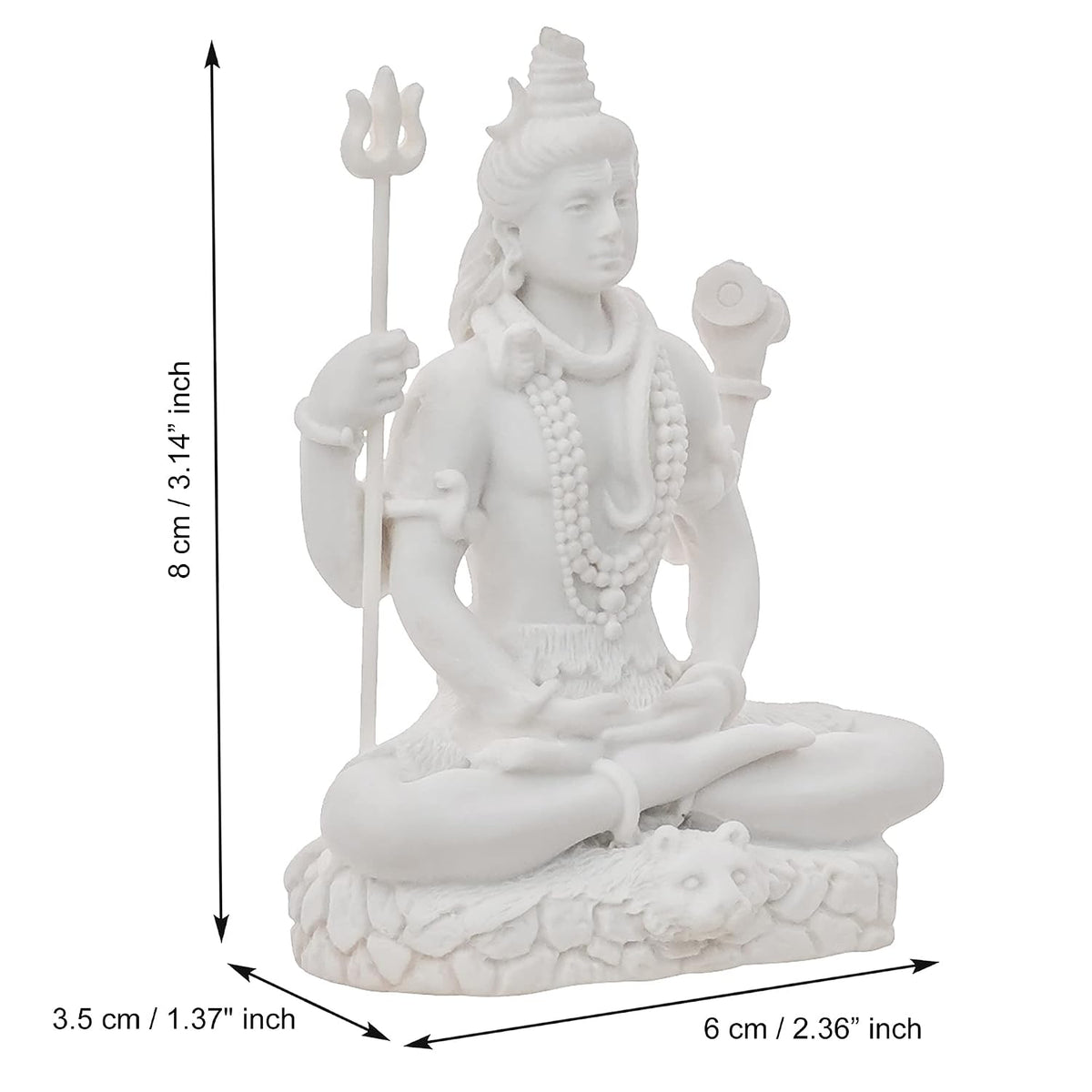 eCraftIndia White Resin Meditating Lord Shiva Statue | Lord Shiva Idol for Home Decor Pooja Room Office Car Dashboard | Shiv Murti | Shiv Idol Gift for Diwali Housewarming Maha Shivratri Birthday