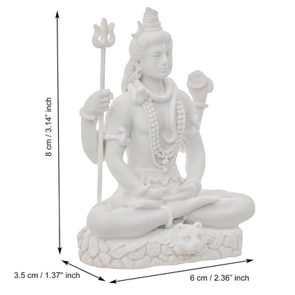 eCraftIndia White Resin Meditating Lord Shiva Statue | Lord Shiva Idol for Home Decor Pooja Room Office Car Dashboard | Shiv Murti | Shiv Idol Gift for Diwali Housewarming Maha Shivratri Birthday
