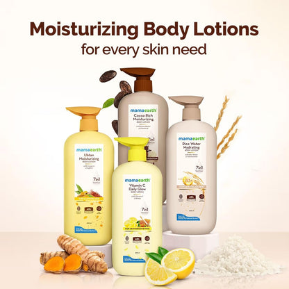Mamaearth Cocoa Rich Moisturizing Body Lotion with Cocoa Butter & VitaminE for Deep 48H Moisturization 400ml For Very Dry Skin | 7in1 Total Care Benefits | 100% Natural Butter | Non-Greasy Smooth Skin