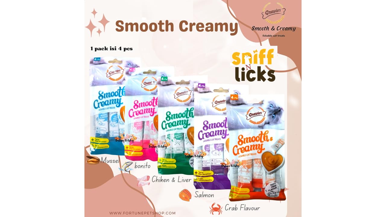 Gnawlers Lickable Wet Creamy Cat Treats with Tasty Crab Flavour for Adult & Senior Cats, Healthy Cat Treat (Pack of 1x300g). Sold by Sniff N Licks