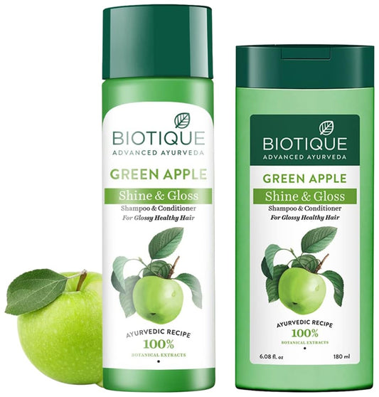 Biotique Bio Green Apple Fresh Daily Purifying Shampoo and Conditioner for Oily Scalp and Hair, 180m And Biotique Bio Green Apple Fresh Daily Purifying Shampoo And Conditioner, 190ml