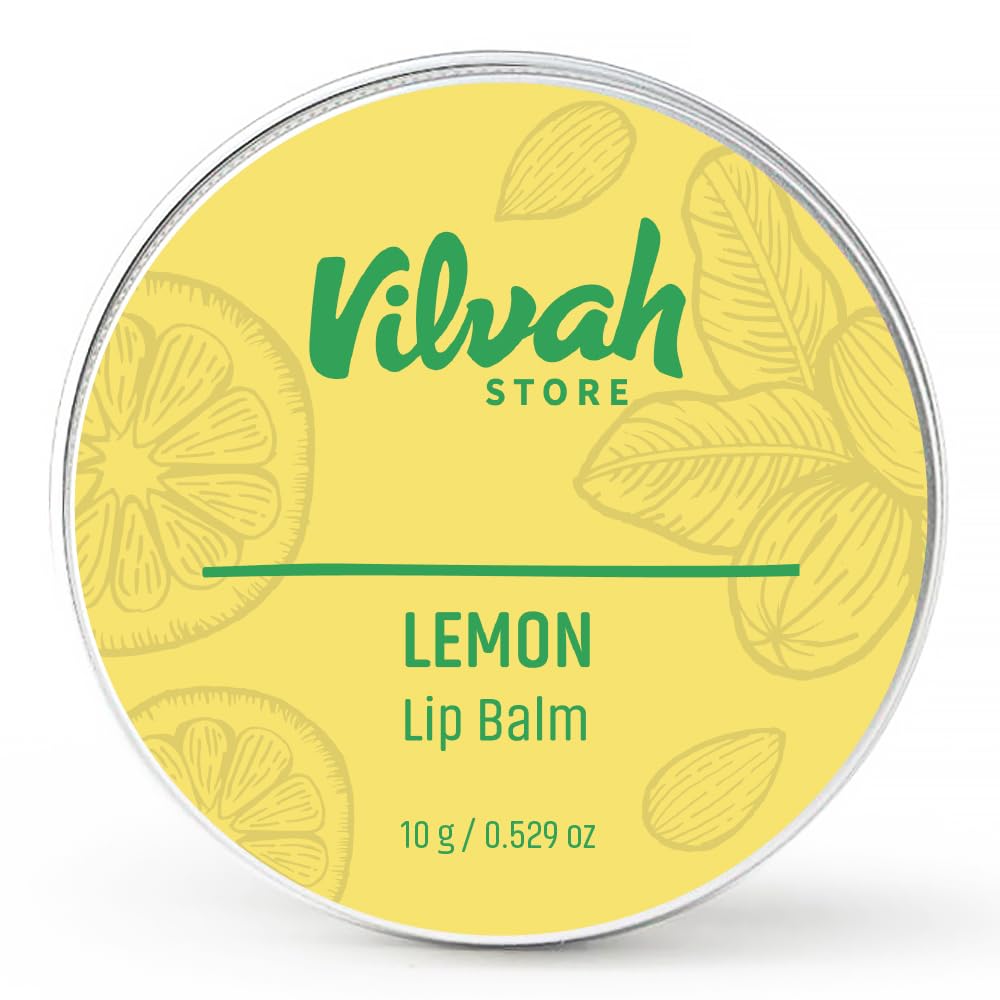 Vilvah Lemon Lip Balm | Reduces Lip Pigmentation & Heals Dry, Damaged Lips | Moisture Lock & Barrier Protection Formula | With Lemon Essential Oil, Shea Butter & Avocado Oil | Travel-Friendly | 10g