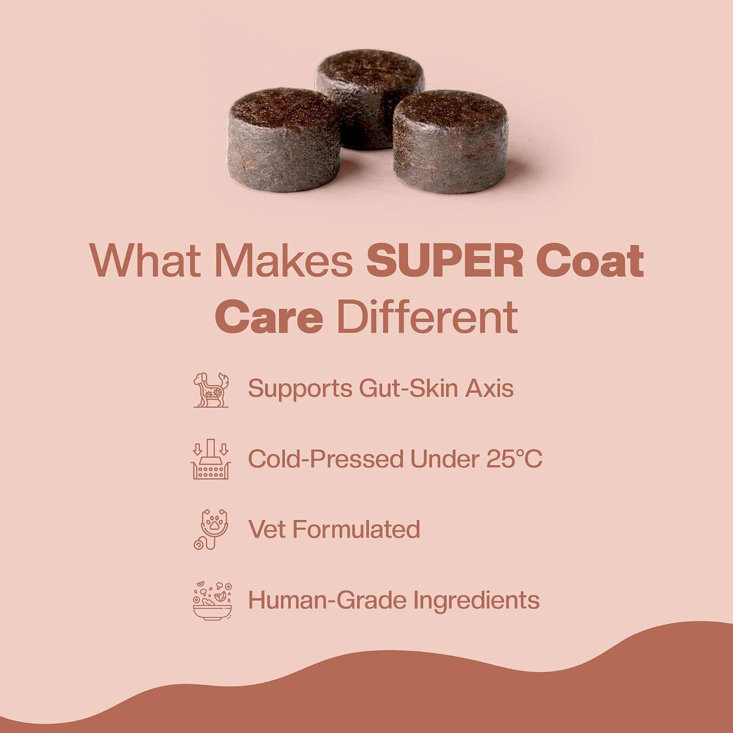 BLEP Super Coat Care - Dog Skin & Supplement, Itchy Skin, Shedding, Dull Coat & Paw Licking | Omega 3, Biotin & Collagen | Fish Oil, Borage Oil & Probiotics | Chicken Chews, 60 g