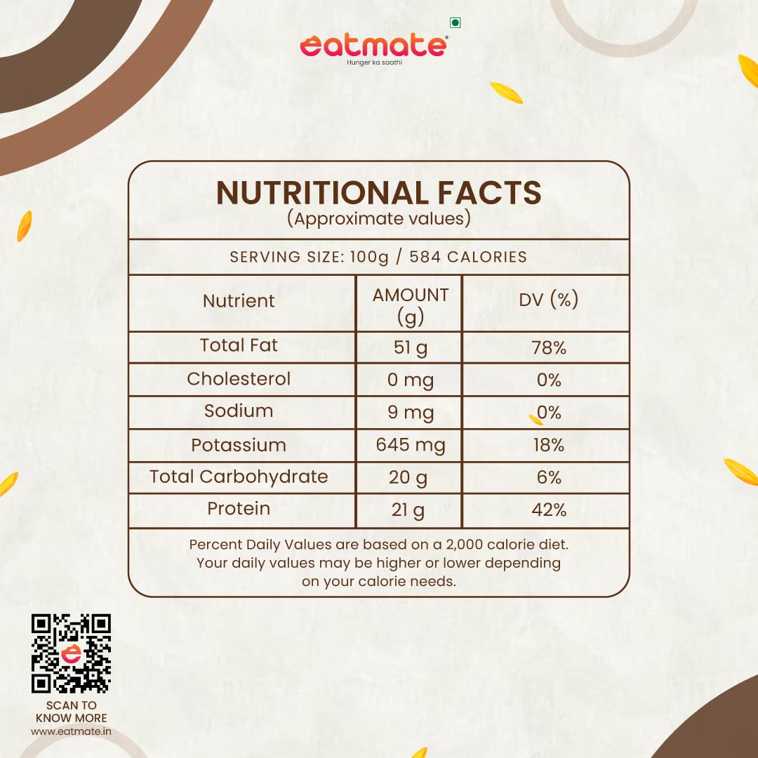 Eatmate Premium Sunflower Seeds 250g | Raw Non-GMO Edible Seeds | High Protein, Fibre & Vitamin E | Healthy Diet Food for Snacking, Salads, Baking, Breakfast & Smoothies
