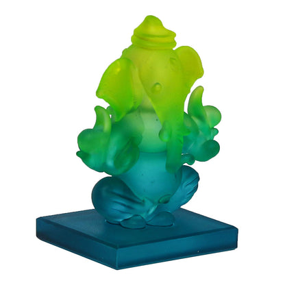 Green and Blue Double Sided Crystal Car Ganesha Showpiece