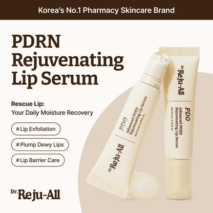 Dr.Reju-All Advanced PDRN Rejuvenating Lip Serum | Hydrating Lip Balm with Lipozip PDRN for Glowy, Dewy Lips | Gentle Exfoliating & Smoothing Lip Moisturizer (10ml)