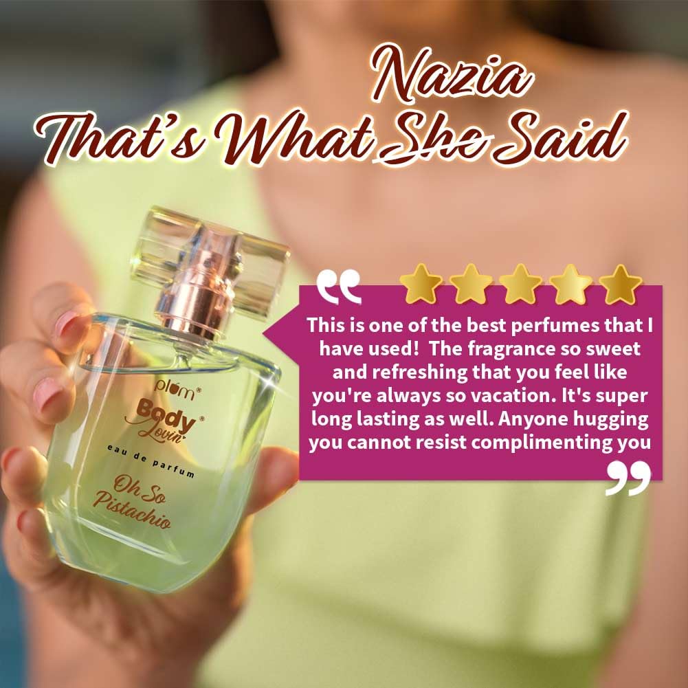 Plum BodyLovin' Oh So Pistachio Perfume | Long Lasting & Premium Oriental Gourmand Fragrance | Luxury Perfume For Women | Pistachio & Hazelnut Notes | Perfect For Holidays & Special Ocassions (50ml)