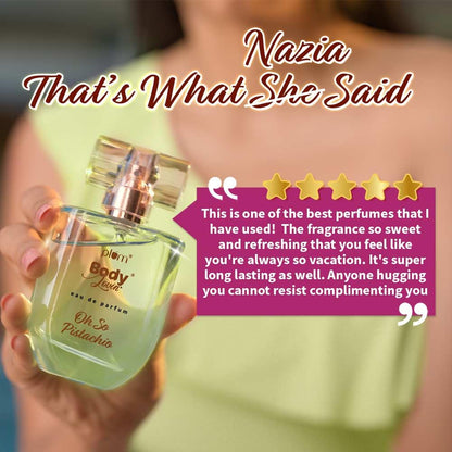 Plum BodyLovin' Oh So Pistachio Perfume | Long Lasting & Premium Oriental Gourmand Fragrance | Luxury Perfume For Women | Pistachio & Hazelnut Notes | Perfect For Holidays & Special Ocassions (50ml)