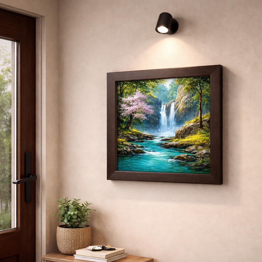 Waterfall Running Water Calm Vastu Nature Serenity Landscape Scenic Peaceful Framed Poster Artwork Decor Painting