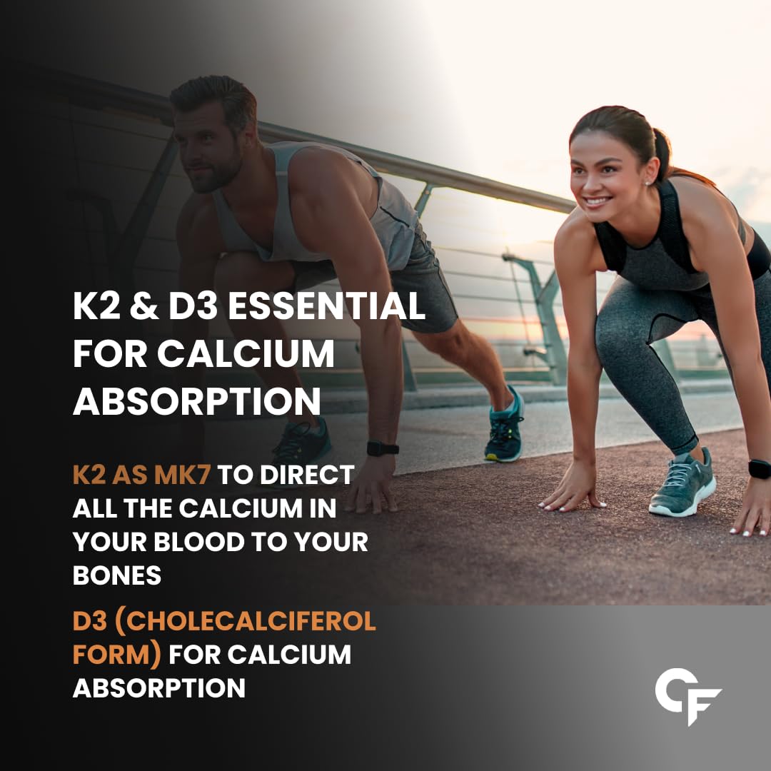 Carbamide Forte Vitamin D3 K2 Supplement | Vitamin K2 MK7 To Support Bone & Heart Health | Veg D3 - Lichen - 120 Tablets