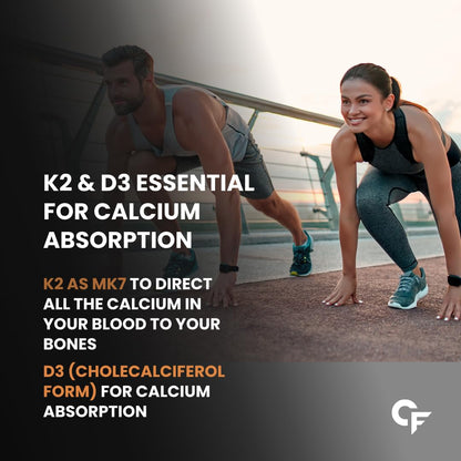 Carbamide Forte Vitamin D3 K2 Supplement | Vitamin K2 MK7 To Support Bone & Heart Health | Veg D3 - Lichen - 120 Tablets