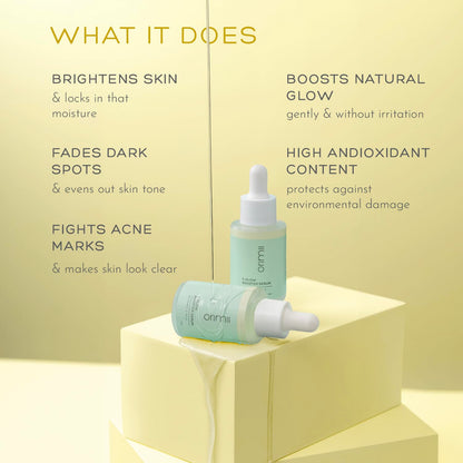 Orimii C-Glow Booster Serum - 3% Vitamin C - SPF 15 - Pregnancy-Safe Brightening & Hydrating Face Serum with Elderberry & Tahitian Gardenia for Even Skin Tone & Daily Sun Protection - Fragrance Free - 30ml