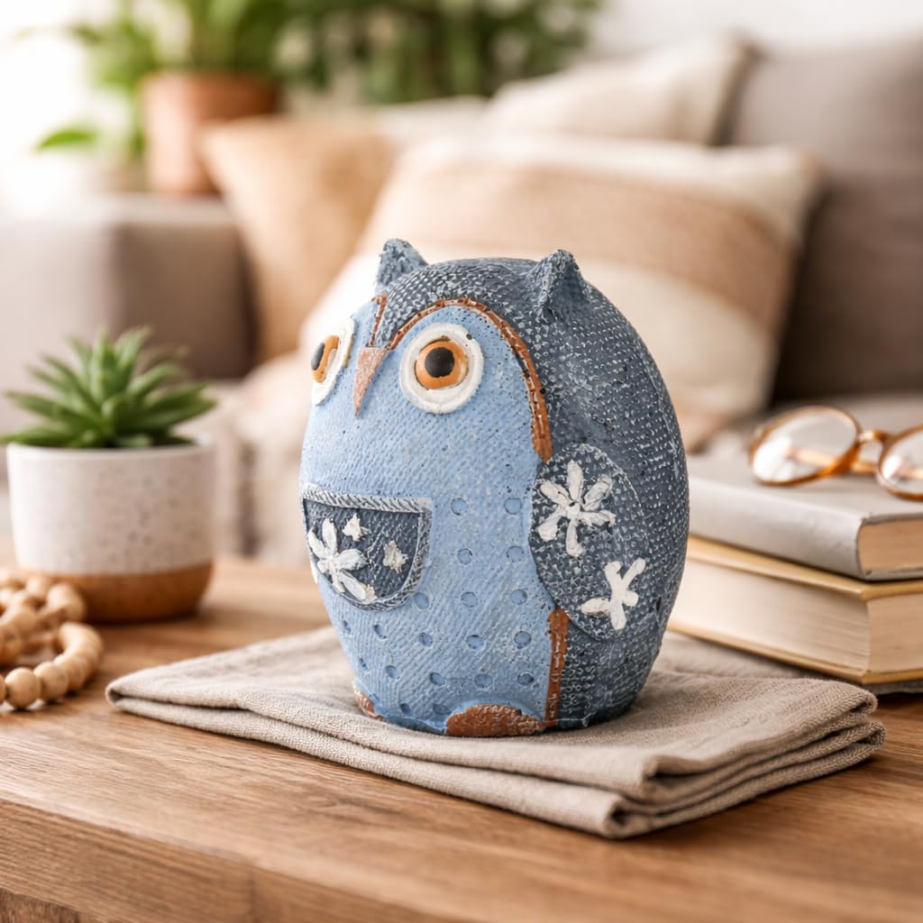 Owl Showpieces for Home Decor Resin Owl Figurine for Good Luck Decorative Items for Home Decor, Living Room, Bedroom, Table & Car Deshboard