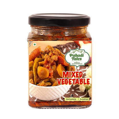 Pahadi Tales Mixed Vegetable Pickle 200g | Mix Veg Achar in Pure Mustard Oil | Sundried Homestyle Himalayan Achaar | Seasonal Sabziyon ka Achar | Traditional Recipe | Made in Jammu & Kashmir