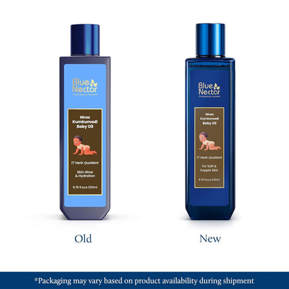 Blue Nectar Baby Oil with Pure Kumkumadi Oil for Glowing Skin | Ayurvedic Baby Massage Oil for New Born | 100% Natural & Safe Baby Product for Delicate Skin (17 Herbs, 200 ml)