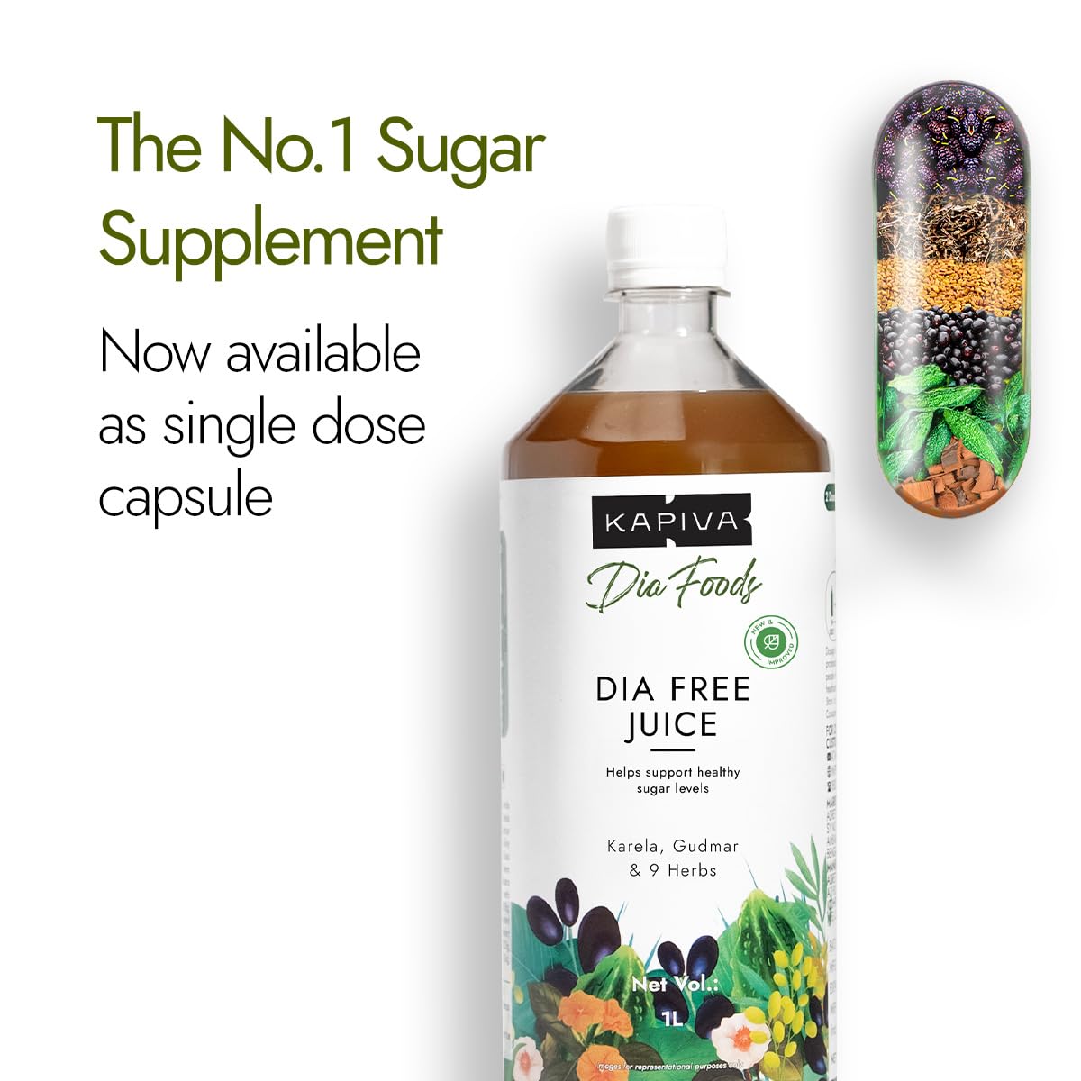 Dia Free 2X Tablets,30 Tablets | Single Dose Daily | Helps Manage Sugar Levels With Karela, Jamun, Gudmar & 3 More | 1 Month Pack