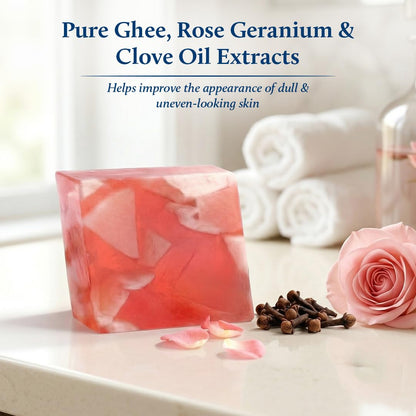 Blue Nectar Rose & Clove Soap Bar | Gentle Bath Soap for Soft, Nourished & Healthy-Looking Skin for Men & Women | With Pure Rose Extract & Clove Oil for Moisturization & Skin Care (150 g)