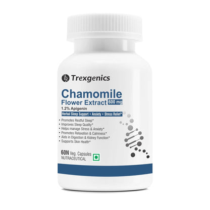 Trexgenics Chamomile Flower Extract supplement bottle on a white background