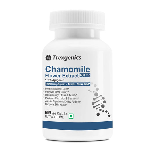 Trexgenics Chamomile Flower Extract supplement bottle on a white background