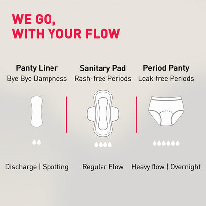 Diagram of menstrual products with labels on a gray background