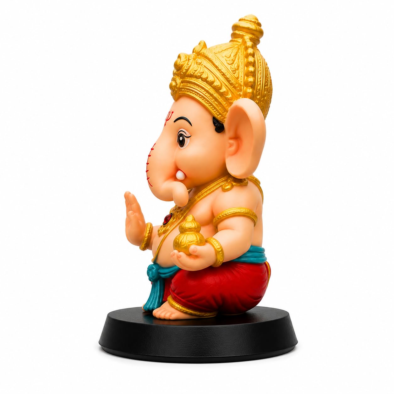 NIKUARA Lord Ganesha God Idol for Car Dashboard, 10cm Height, Red-Orange