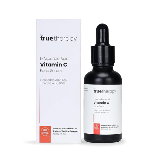 The True Therapy Vitamin C Serum for Glowing Skin, Skin Brightening Serum for Face with 10% L-Ascorbic Acid Face Serum, Fragrance Free – 30 ml