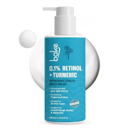 BAKE 0.1% Retinol & Turmeric Renewing Serum Body Wash for Anti Aging | Boosts Collagen Production, Increases Skin Elasticity & Reduce Fine Lines & Wrinkles | For Women & Men | 300ml
