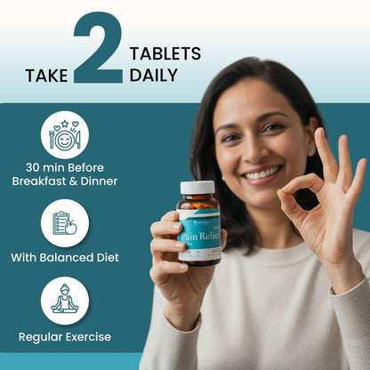 ZEROHARM Holo Pain Relief Tablets | Willow Bark, Boswellia, Turmeric & Ginger | Pain Management | Reduces Inflammation, Relieves Knee Pain & Improves Mobility | Non-Addictive | 60 Veg Tablets