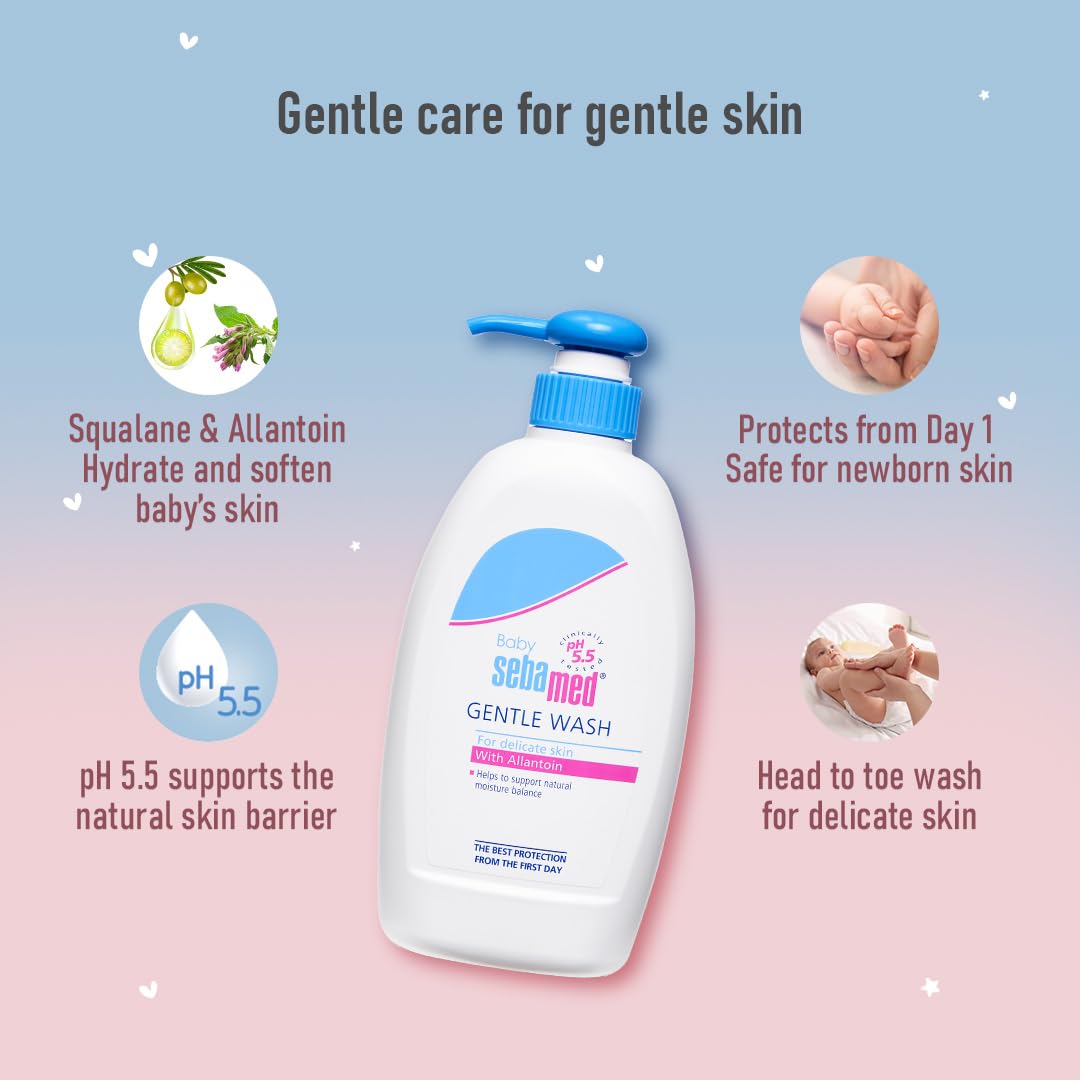 Sebamed Baby Gentle Wash|pH 5.5|Baby Body Wash|Soap Free|Tear Free|400 ml