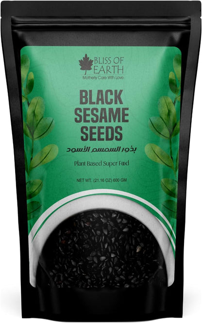 Bliss of Earth 500gm unhulled Black Sesame Seeds, Kaale Til, Fresh & Organic Fully Fiber Rich Great for Cooking & Baking