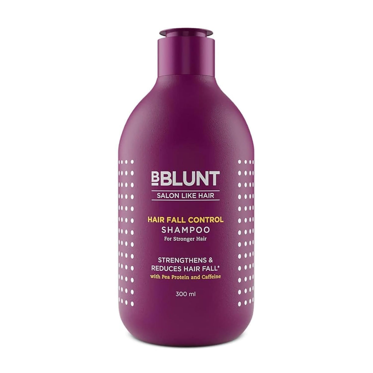 Purple shampoo bottle with 'BBlunt' branding on a white background