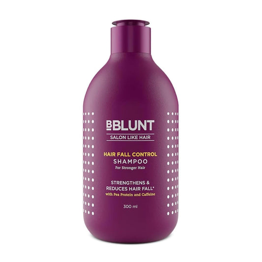 Purple shampoo bottle with 'BBlunt' branding on a white background