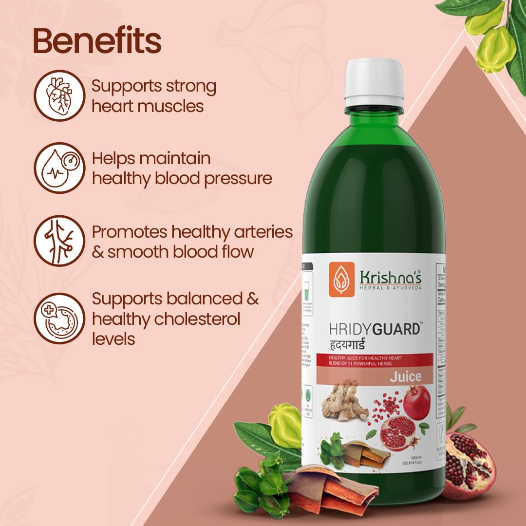 Krishna's Hridyguard Juice – Enriched With 11 herbs - Herbal Extract Drink for Daily Wellness - 1000 ml