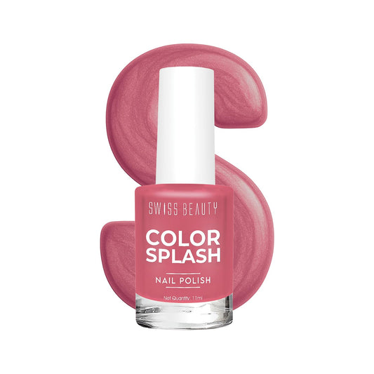 Swiss Beauty Color Splash Nail Polish - Long-Lasting, Glossy - 11 ML, Crimson Pink