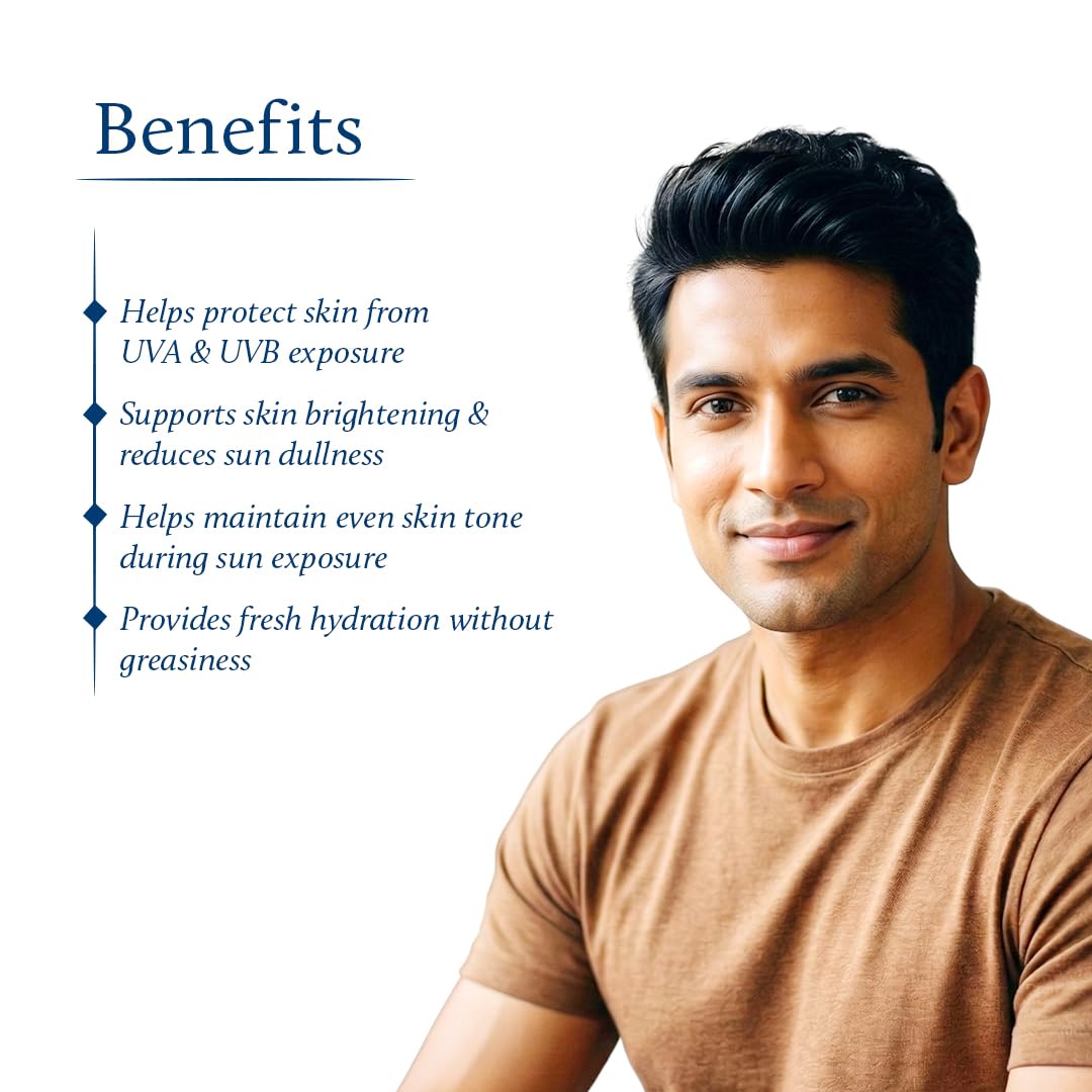 Blue Nectar Coconut Face Cream with SPF 30 Sunscreen for Men | Plant Based Oil Free Moisturizer for Face with Vitamin E | Brightening Sunscreen for Oily, Dry & Sensitive Skin (16 Herbs, 50g)