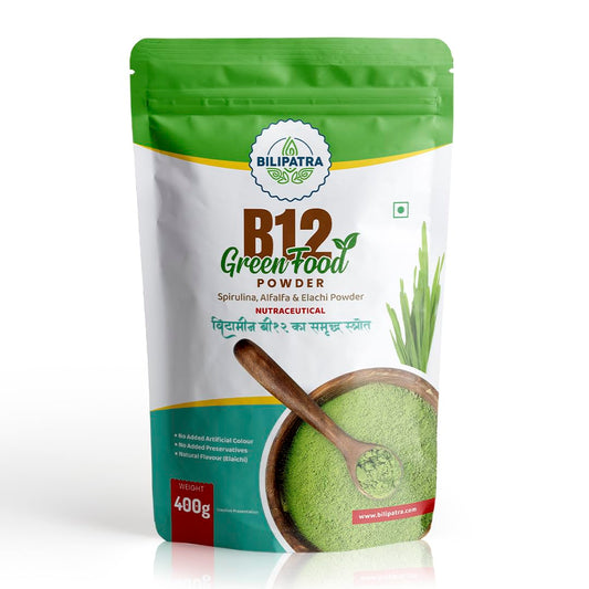 B12 Green Food Powder, 400g | Plant Based Vitamin B12 Supplement (B12GreenFood Powder) | Vitamin B1, B2, B3, B6, B9,C & A | Boost Energy Level, Good For Digestion & Stress, For Men & Women