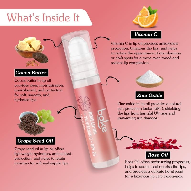 Bake Lip Oil for Shiny, Glossy, Soften Lips, Moisturizing & Nourishing-15gm