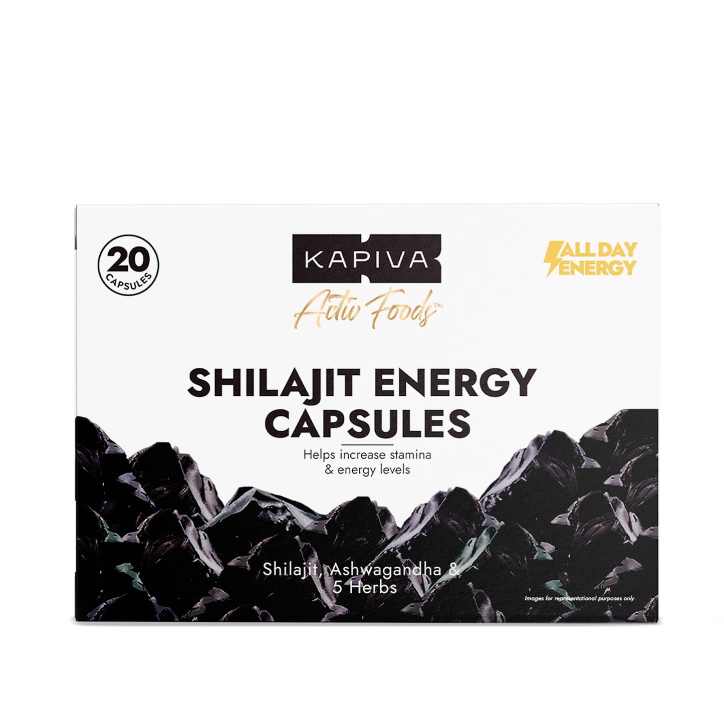 Kapiva Shilajit/Shilajeet Energy 20 Capsules | Made with 100% Pure Shilajit | For All Day Energy & Stamina | With Ashwagandha,Gokshura | 100% Ayurvedic