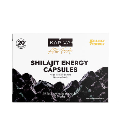 Kapiva Shilajit/Shilajeet Energy 20 Capsules | Made with 100% Pure Shilajit | For All Day Energy & Stamina | With Ashwagandha,Gokshura | 100% Ayurvedic