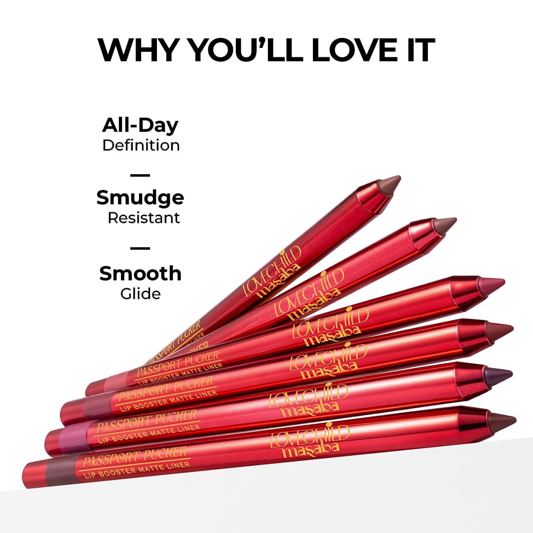 Lovechild Masaba Passport Pucker Lip Liner | Upto 7 hours Long Lasting | Matte Finish | Waterproof | Sea Breeze (Wine), 1.2gm