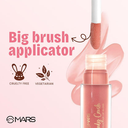 MARS Candylicious Sheer Lip Gloss for Women | Hydrating & High Shine | Lightweight | Non-Sticky | Enriched with Vitamin-E, Hyaluronic Acid & Avocado Ester (4.0ml) (03-CARAMEL CRUNCH)