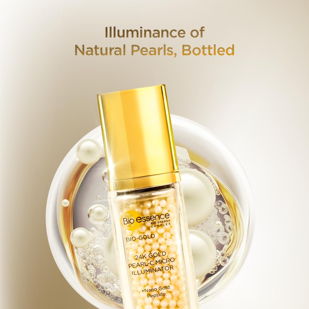 Bio Essence Bio -Gold 24K Gold Pearl-C Micro Illuminator (28g) | Skin Brightening Serum with Vitamin C for Even Skin Tone | White, Radiant Finish, Serum, Unisex, 28 g (Pack of 1)