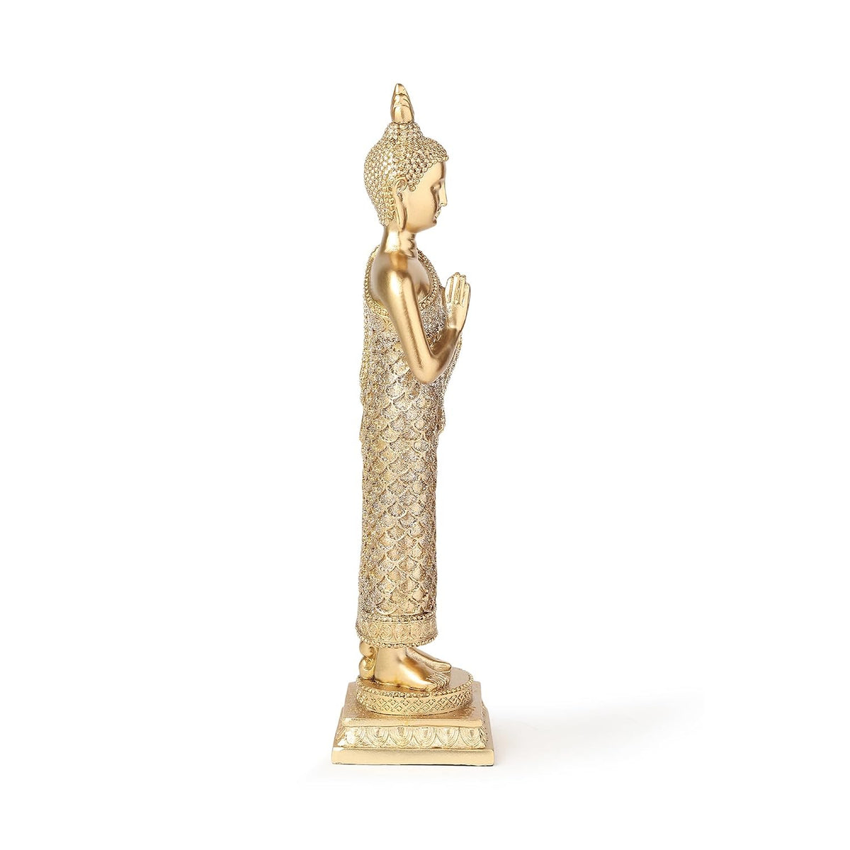 Buddha Idols for Home Decor | Show Piece for Living Room | Buddha Idol | Office Desk Decorative Items (Gold: L7xW8xH29 cm)