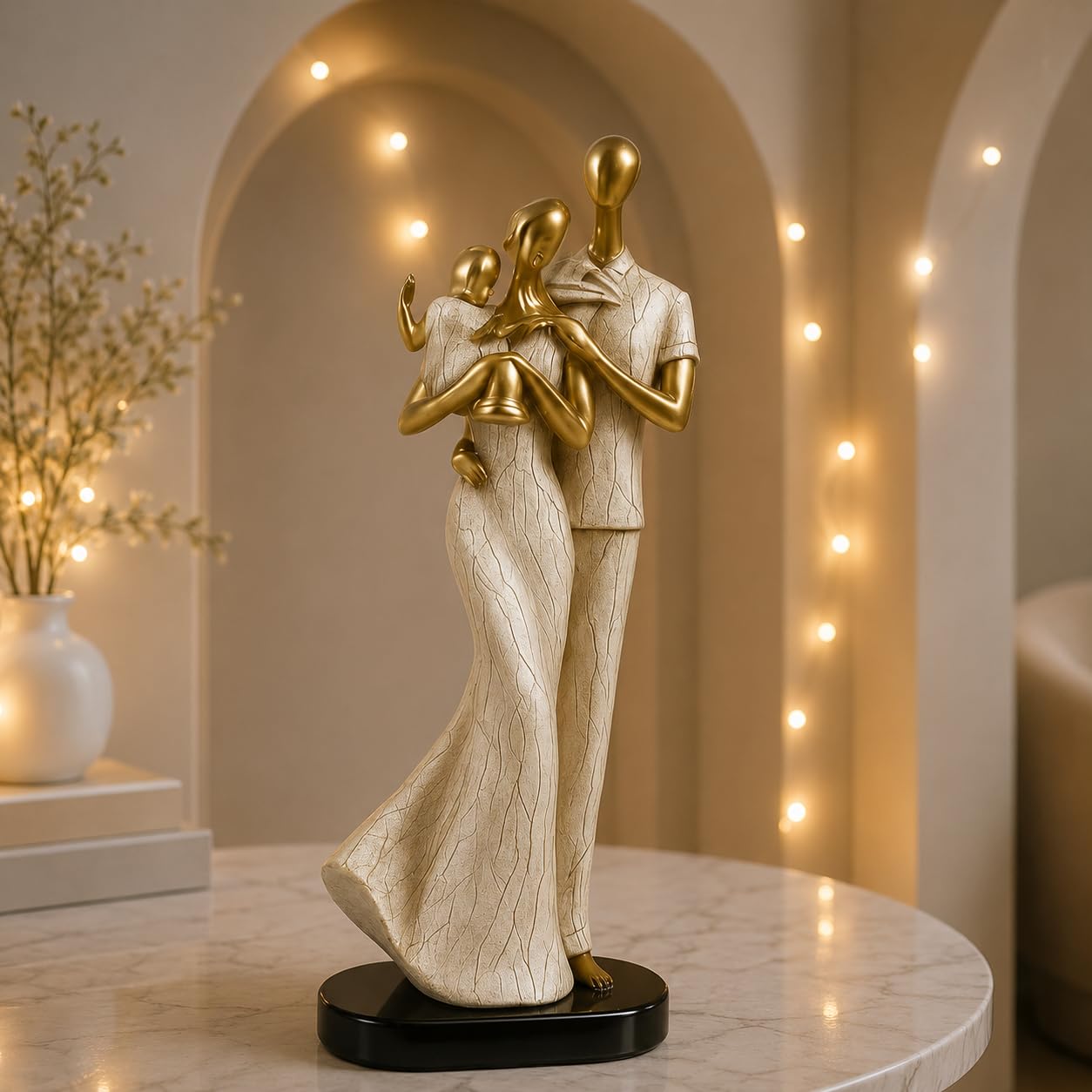 Xtore Stylish Loving Couple Resin Romantic Figurine Statue for Home Decor (Pack of 1, Golden Brown)